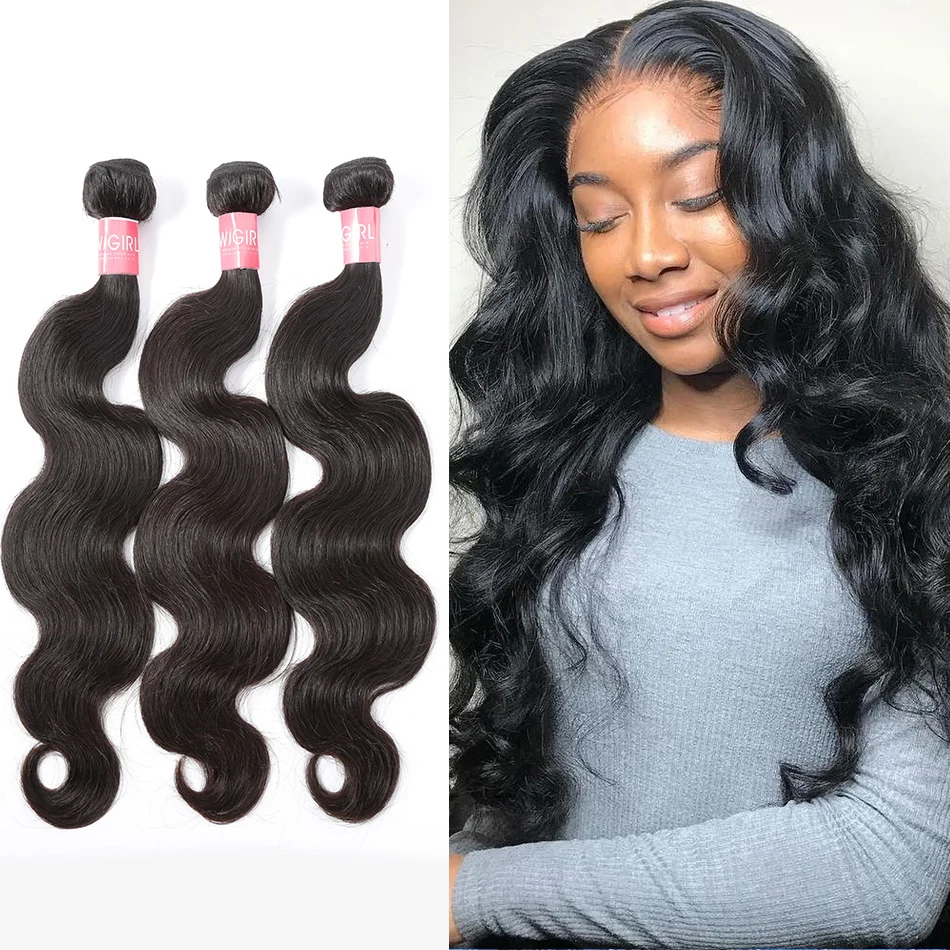 WIGIRL 28 30 Inch Body Wave Hair Bundles 1 3 4 Brazilian Weave Unprocessed 100% Virgin Human Extensions Weaves | Шиньоны и парики