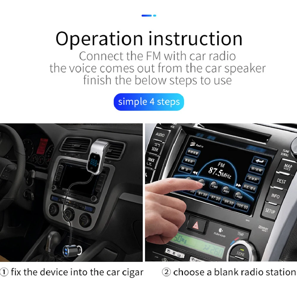 Автомобильный Bluetooth MP3 телефон без рук fm-модулятор AUX зарядное устройство пусковое устройство сенсорный ключ сигаретное зарядное устройство Bluetooth Автомобильный передатчик BC39