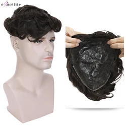 S-noilite Toupee Men Wigs 80g Men's Capillary Prothesis Natural Hair 100% Male Replacement System Hairpiece Invisible Extensions