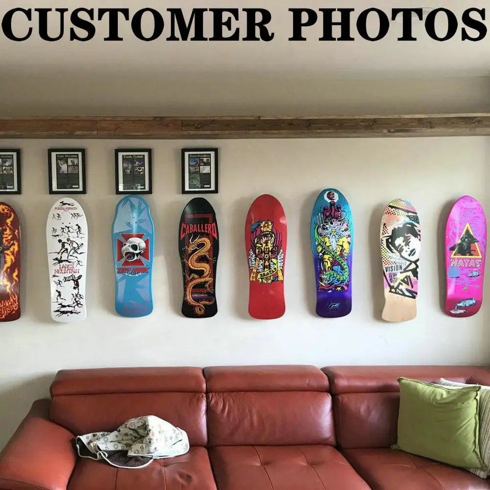 6 Supports Mural Skateboard Noir - Rangement Acier - Pour Skate, Snowboard, Scooter
