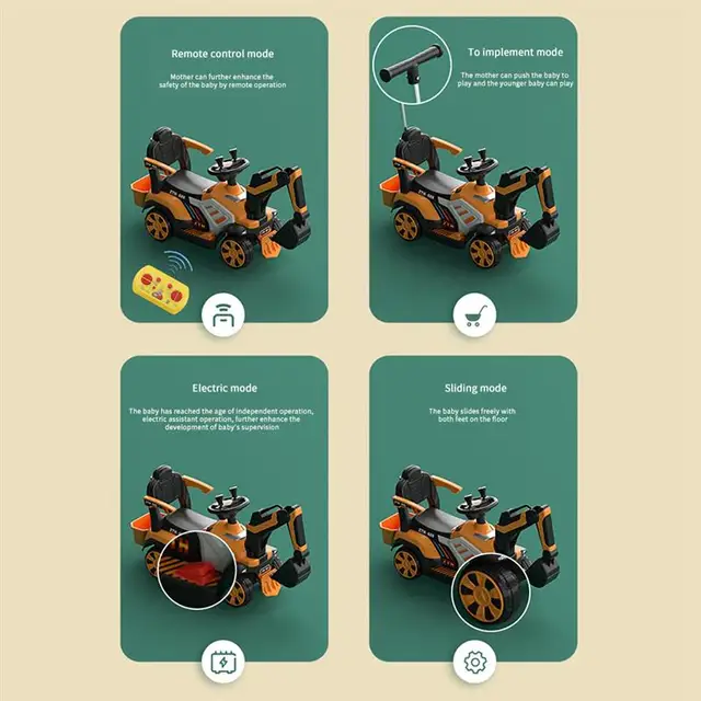 Children'S Excavator Toy Car Electric Remote Control Excavator Kids'S Ride-On Toys Tricycles For Children Freestyle Kick Scooter 5