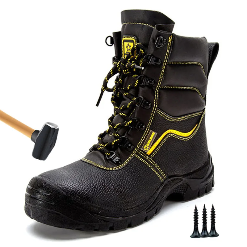 

Winter Shoes Anti-smashing Piercing Work Safety Boot Indestructible Shoes Genuine Leather Ankle Boots Men Boots Steel Toe Shoes
