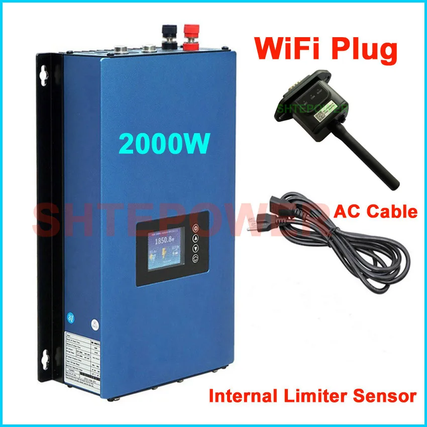 with wifi no limiter Солнечный сетевой инвертор 2 кВт с функцией датчика ограничителя 2000 Вт MPPT Инвертор постоянного тока 45-90 в переменный ток 220 в 230 В включая Wi-Fi разъем - Цвет: with wifi no limiter
