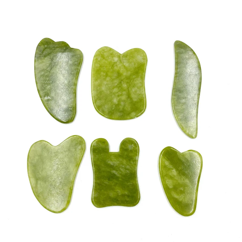 Massage-Tools Scrapping-Plate Gua Sha Natural Jade Green