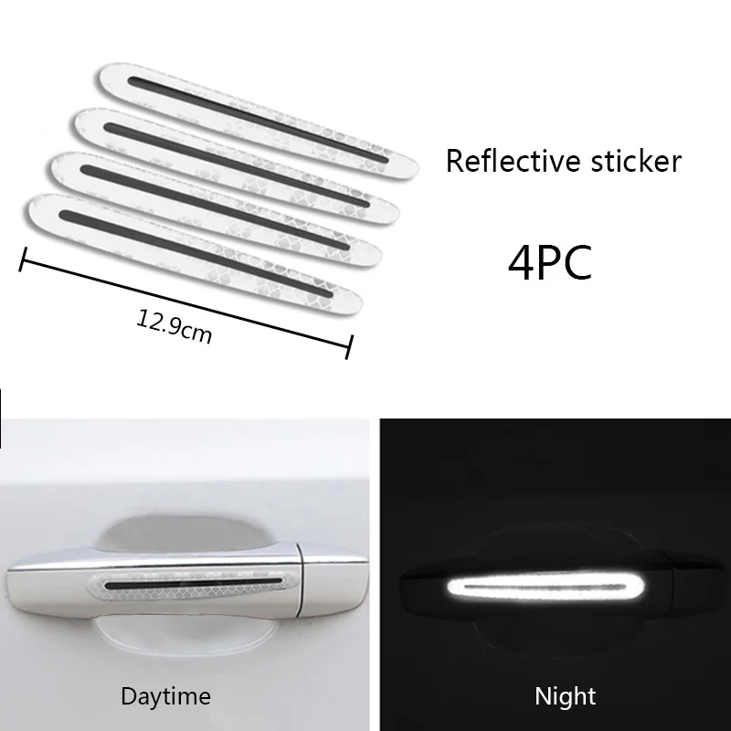 4pcs white handle Светоотражающая наклейка для автомобиля дверные ручки чаши защитная крышка для peugeot 3008 208 308 508 408 2008 307 4008 путешественник экспертов - Цвет: 4pcs white handle