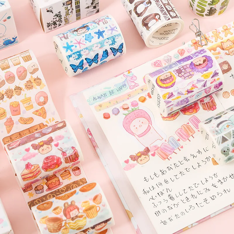 

1roll Cartoon Cute Animal Food Washi Tape DIY Decoration Scrapbooking Planner Adhesive Masking Tape Stationery Supply