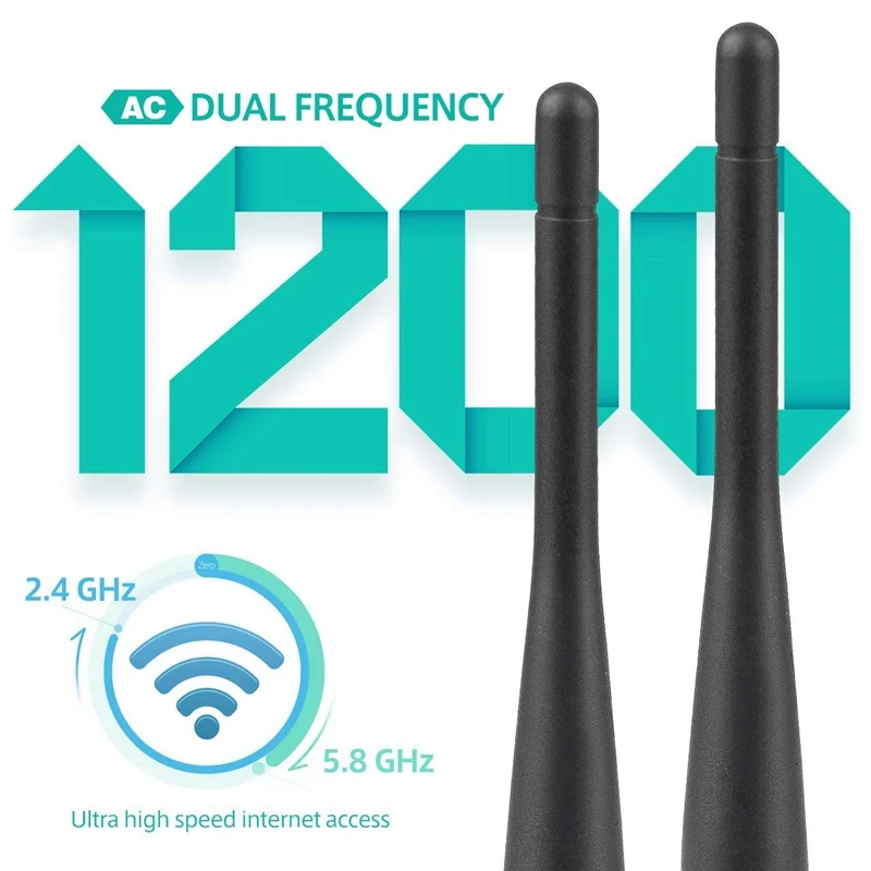 USB WiFi адаптер беспроводной сетевой адаптер, 1200 Мбит/с двухдиапазонный 2,4 ГГц/300 Мбит/с 5 ГГц/867 Мбит/с высоким коэффициентом усиления двойной 5 дБи антенны сети Wi-Fi
