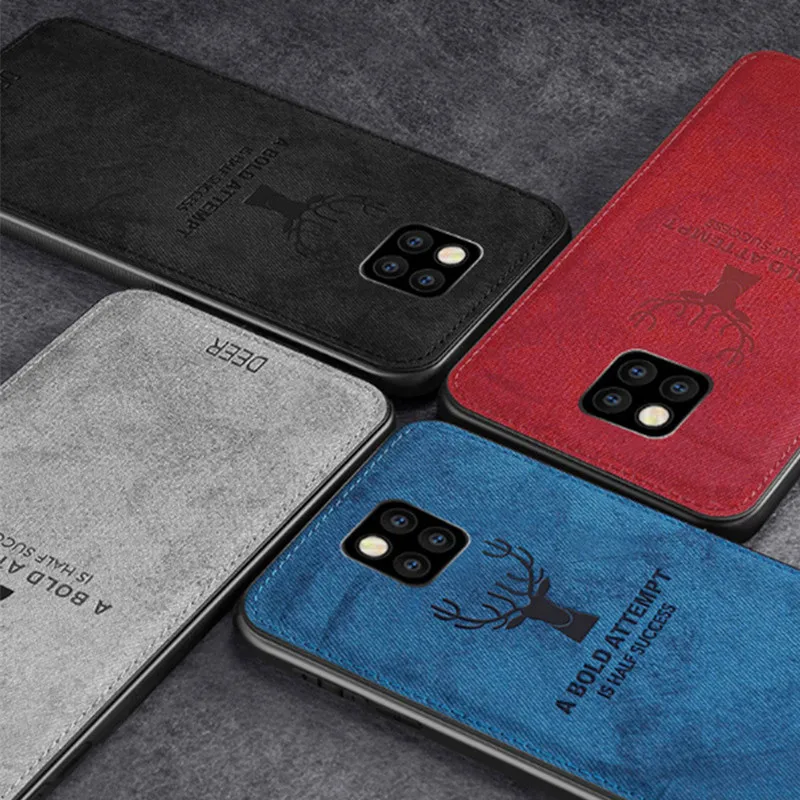 100 шт/партия Модный чехол для телефона с головой оленя для huawei mate 30 Lite mate 30 Pro Nova 5i Pro тканевая задняя крышка с зернистой поверхностью Fundas