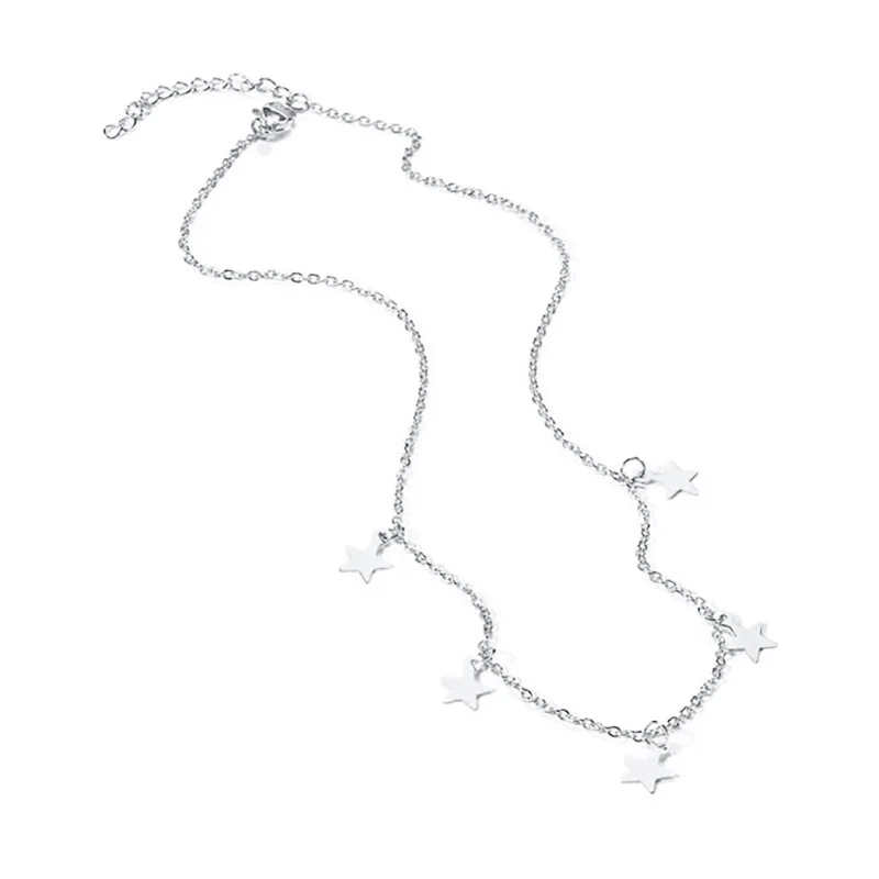 Шарм-звезда Серебрянное колье, чокер и позолоченная звезда Висячие многослойные ожерелья подарок для нее