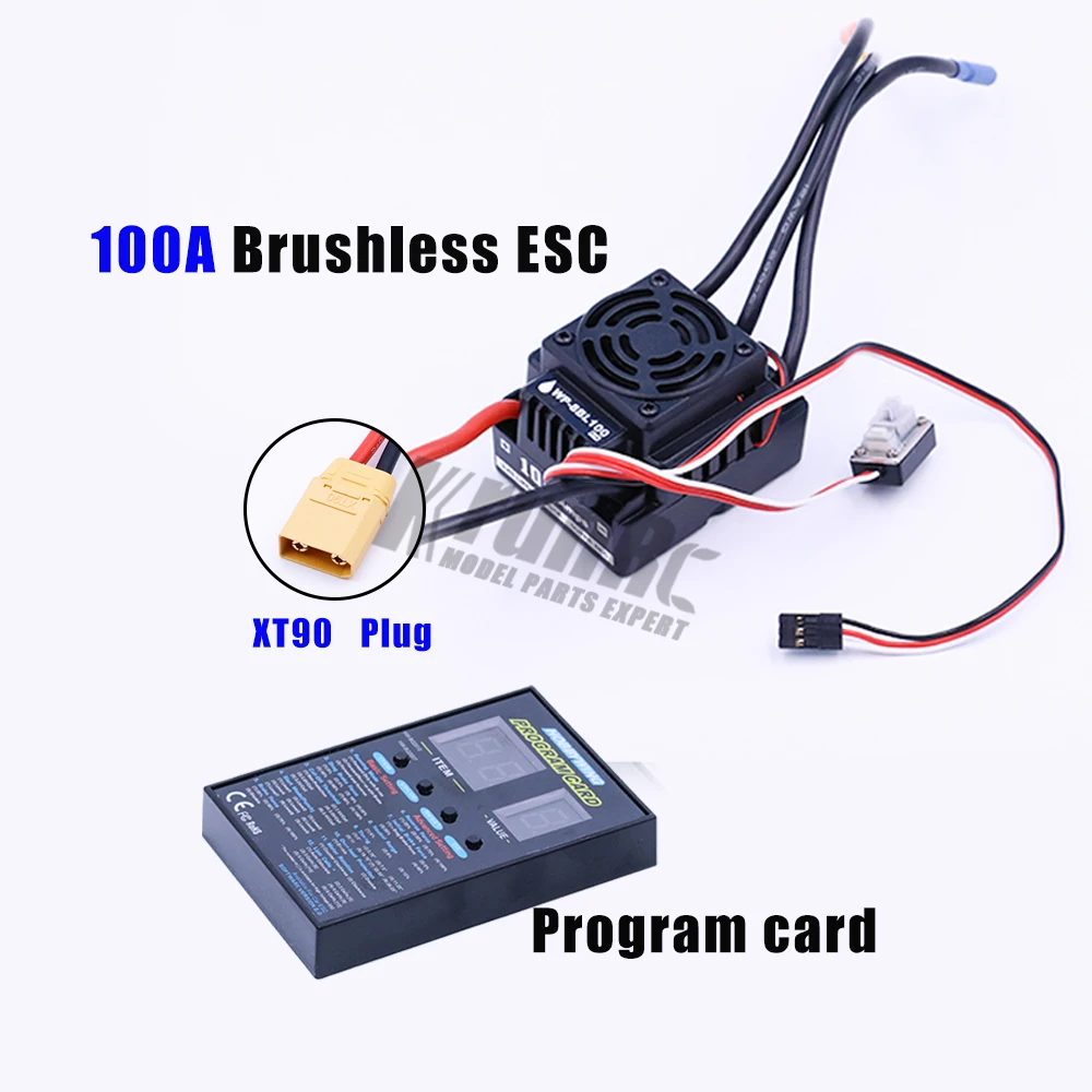100A водонепроницаемый бесщеточный контроллер скорости ESC 2 S-4 S Lipo NiMH Fit 3650 3660 мотор для 1/10 RC автомобиля WP-S8A-RTR 100A и программы - Цвет: XT90 connector