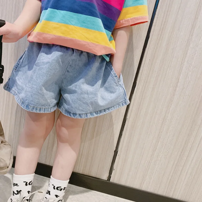 Cong Little Sister Summer New Style Crawler Children‘s Jeans Shorts Girls' Denim Shorts Korean-style Casual Pants