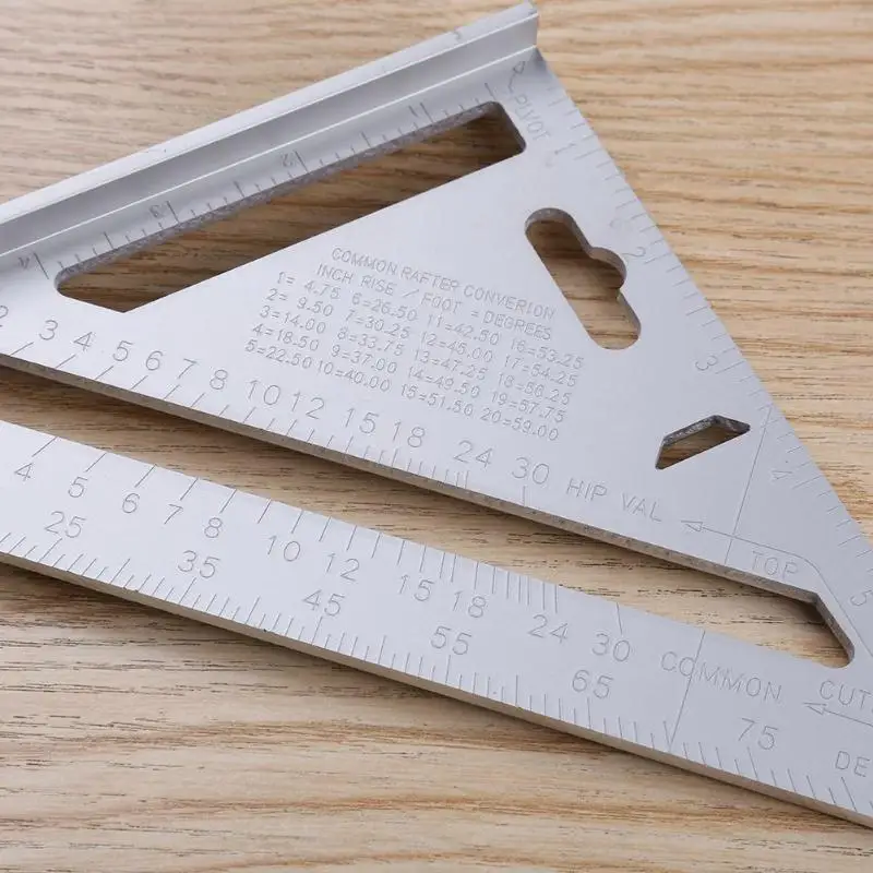 7inch Silver Aluminum Alloy Speed Square Roofing Triangle Angle Protractor
