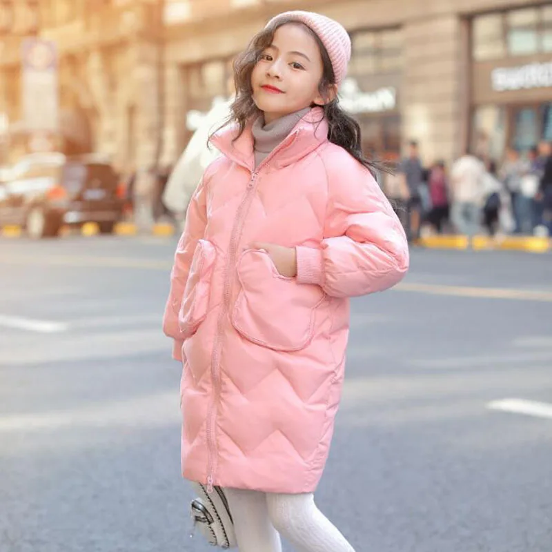 

Children's down coats plus velvet thicken coats for girls princess fashion kids down coats girls long cotton down coats 4-14Year