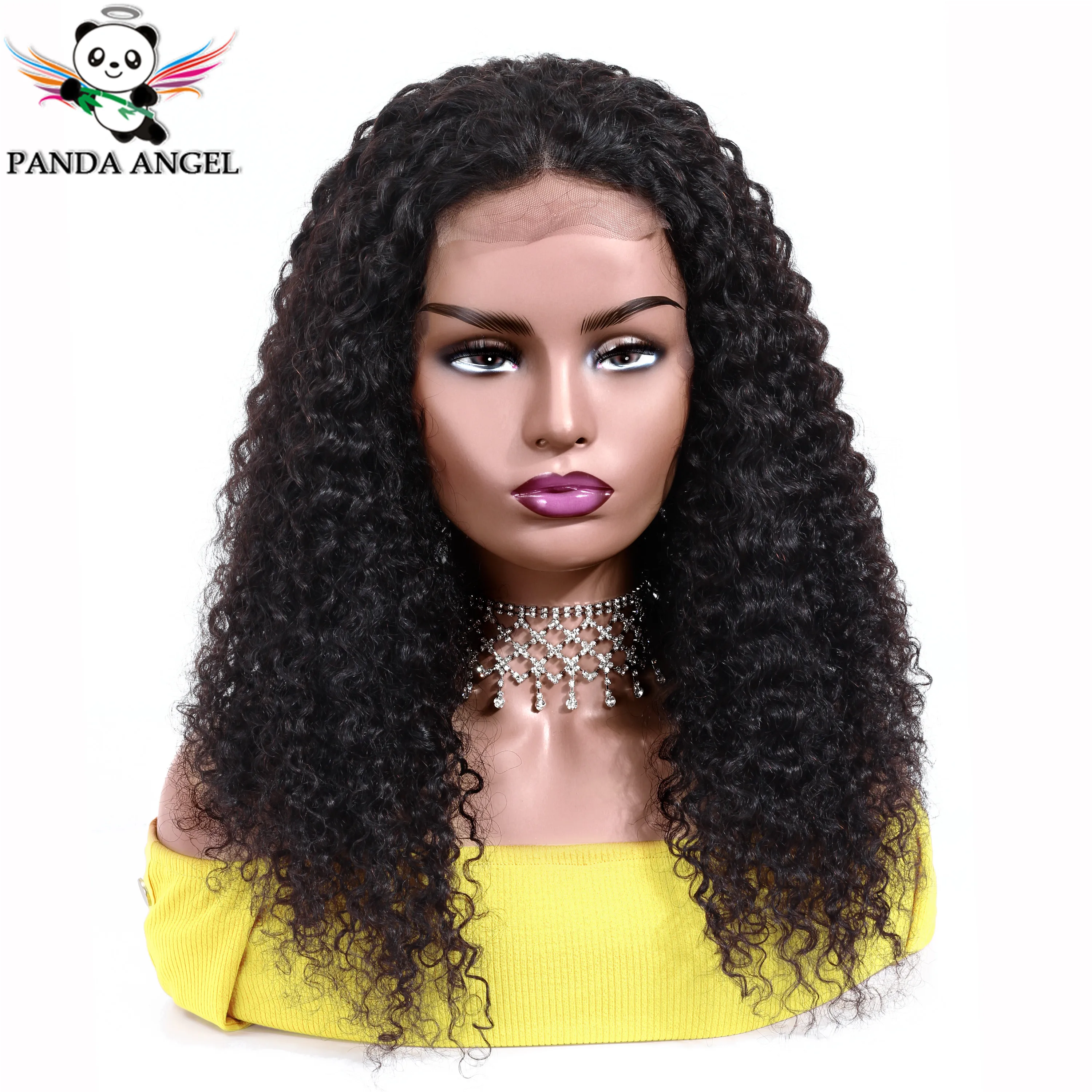 Парики из бразильских кудрявых человеческих волос панды ангела 8-26 дюймов полные парики из человеческих волос с кружевом для черных женщин