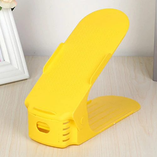 Yellow Толстый регулируемый стеллаж хранение обуви DIY креативный Простой пластиковый двойной стеллаж для обуви может сэкономить место для обуви 10 цветов Новинка - Цвет: Yellow
