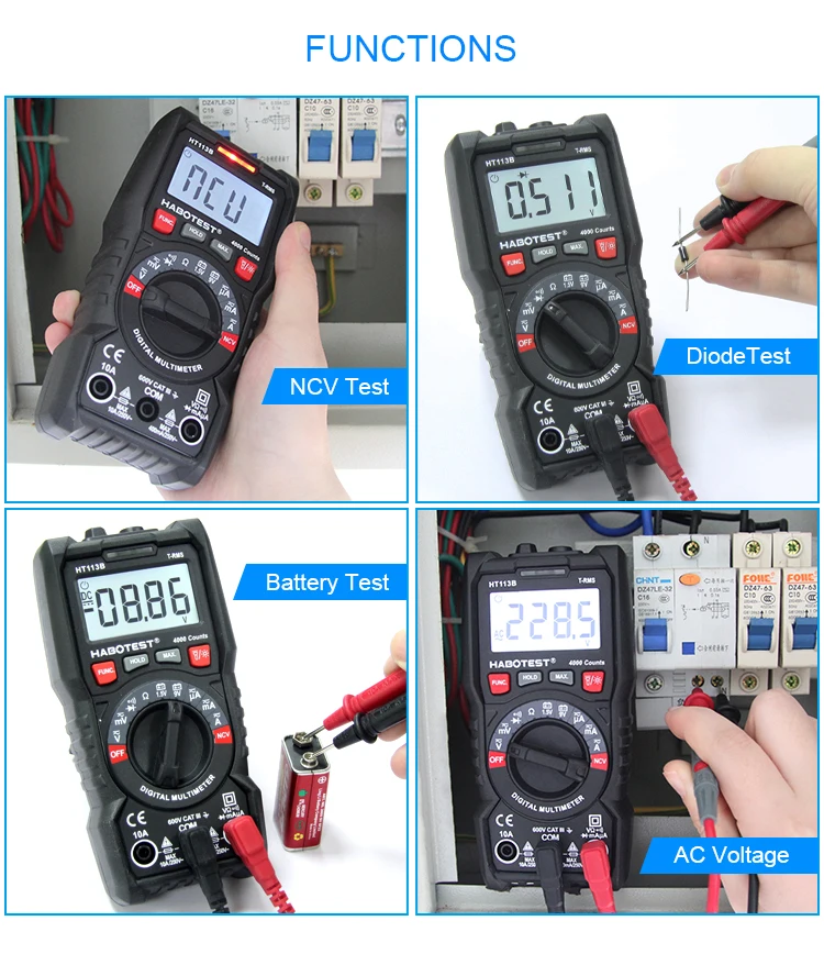 Habotest HT113B цифровой мини мультиметр тестер Профессиональный Транзистор тестер мультитестер мультиметр