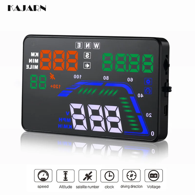 

KAJARN HUD Head Up Display Windshield Projection GPS Speedometer Car Speed Project On The Windshield Projector Headsup Display