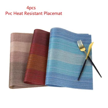 

4pcs Pvc Table Bowl Mats Washable Rectangular Placemats Anti-skid And Heat-Insulation Coaster Pads Home Heat Resistant Placemat