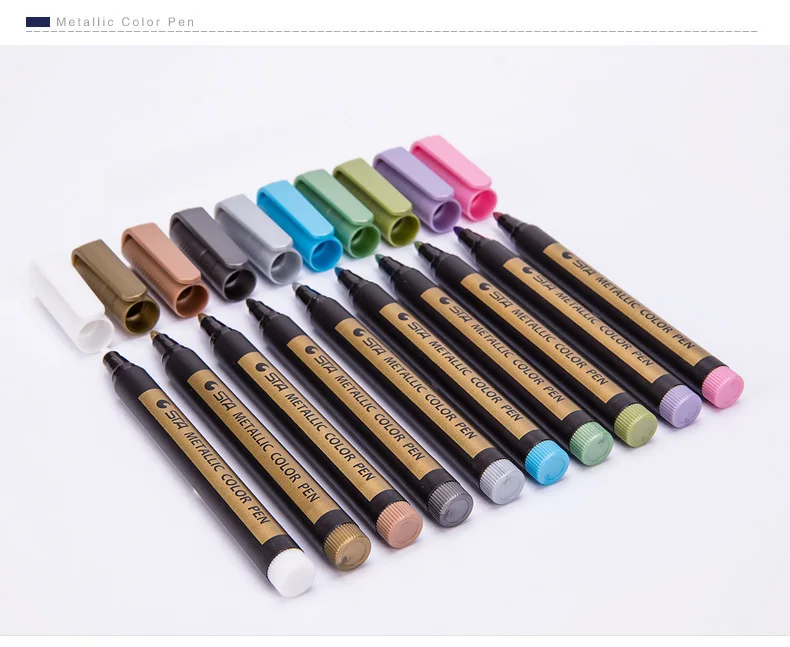 Sta 10 цветов металлический Перманентный Маркер ручки для рок Красящее Вещество точки металлические цветные маркеры для керамического стекла пластик