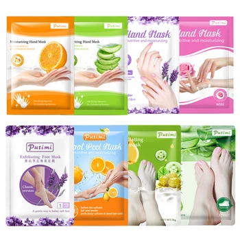 

4pack Moisturizing Hand Mask Whitening Smooth Skin Care Spa Hand Gloves and 4pack Exfoliating Foot Mask Peeling Dead Skin Socks