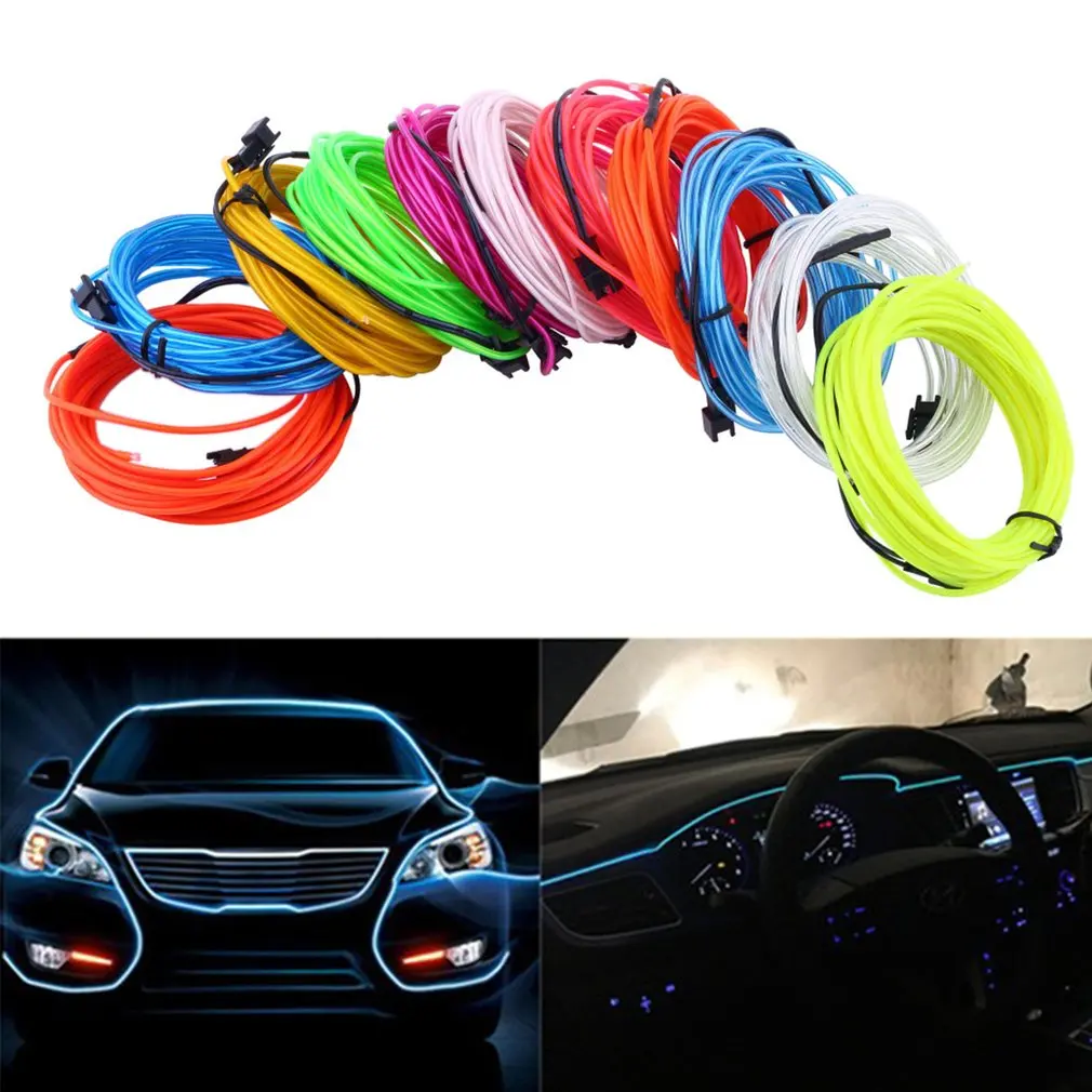 1pc 3M Flexible EL Wire Tube Rope Battery Powered Flexible Neon Light Car Party Wedding Decoration With Controller 1pc 3M Flexible EL Wire Tube Rope Battery Powered Flexible Neon Light Car Party Wedding Decoration With Controller