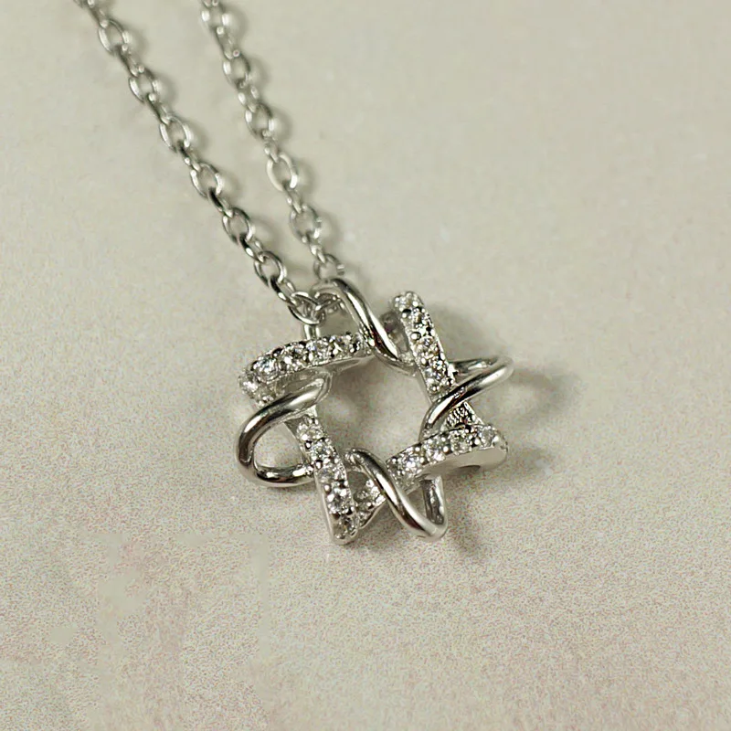 

Summer New Style S925 Fine Silver Diamond Set Five-pointed Star Necklace Japanese-style Micro Zircon around Star Choker Women's