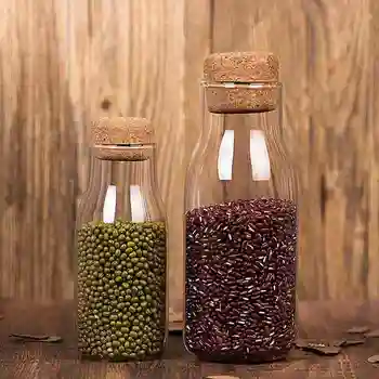 

Sealed Coffee Storage Tank Glass Jars Mason Jar Transparent Storage Can Cork Stopper Bottle Small Glass Bottle Containers