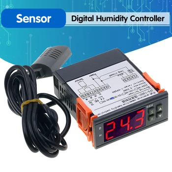 

Mini Digital Humidity Controller 1% ~ 99% RH 220V 10A Hygrometer Controller with Humidity Sensor PU Delay Protection Function