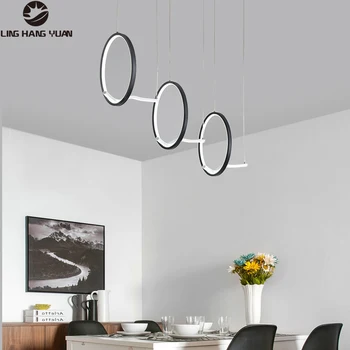 

Modern LED Pendant lamp Led Rings Circle Ceiling Hanging Chandelier Black Gold Loft Living Dining Room Kitchen Lighting Fixtures