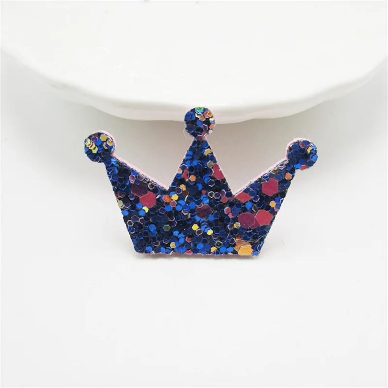 20-100Pcs Glitter Stars/Heart/Crown Patches Appliques DIY Craft Supplies Basteln Kids Hair Pin Accessories Material Ornaments - Цвет: Sapphire Crown