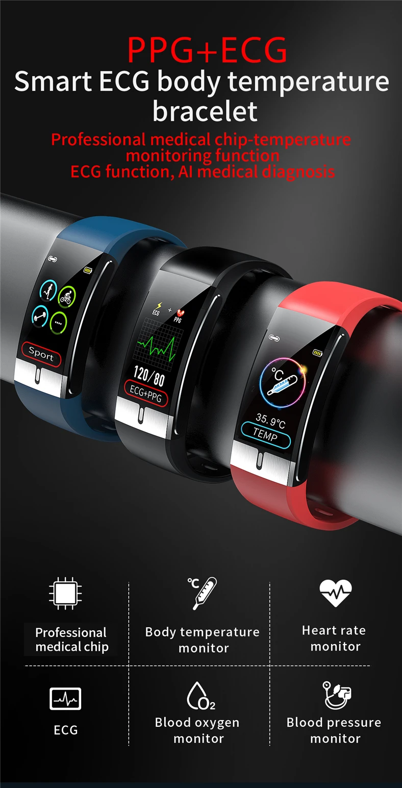 ECG PPG Smart Heart Rate Watch 1 Smart Tech Wear ECG PPG Smart Heart Rate Watch