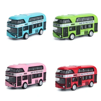 

Children Metal Diecast Cars Toys Pull Back 1:43 Double Bus Toy Present Car Toy Gift For Kids Simulation Environmental Protection