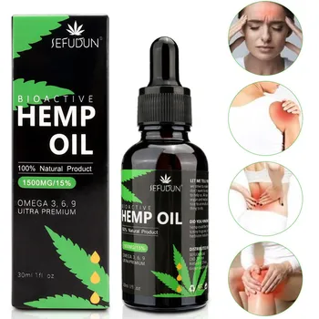 

SEFUDUN 30ml Organic Hemp Oil Bio-active Hemp Seeds Oil Extract Drop for Pain Relief Reduce Anxiety Better Sleep Essential Oil
