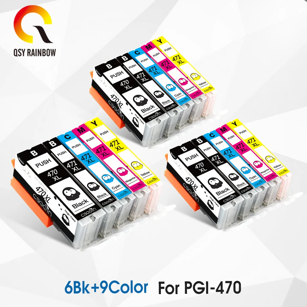 3 комплекта цветных картриджей PGI 470 CLI 471 совместимых с PGBK и canon PIXMA MG7740 TS8040 TS9040
