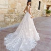 Elegant Sweep Train A-line Wedding Dress for Bride with V-neck Sleeveless Tassel Applique  Lace Tulle Bridal Gowns ► Photo 2/6
