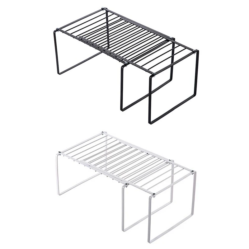 

Hot Sale Retractable Shelf Stackable Sliding Rack Organizer Iron Storage Rack for Cabinets Tableware Countertops for Home Black