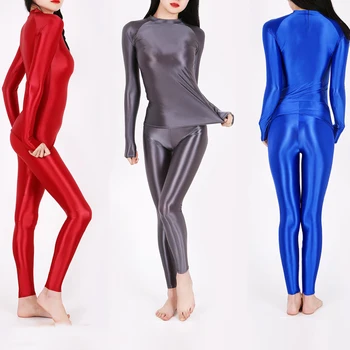 Transparent Glossy Women Clothes Sportswear Leggings Pants Sports Set Gym Seamless Long Sleeve Yoga Shirt Top Fitness Workout 2