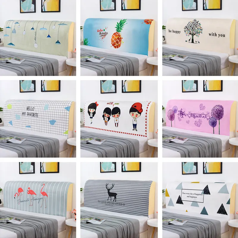 

120-220cm Nordic Cartoon Bed Head Cover Full Enclosed Elastic Dust-proof Bed Head Cover/ Protective Cover