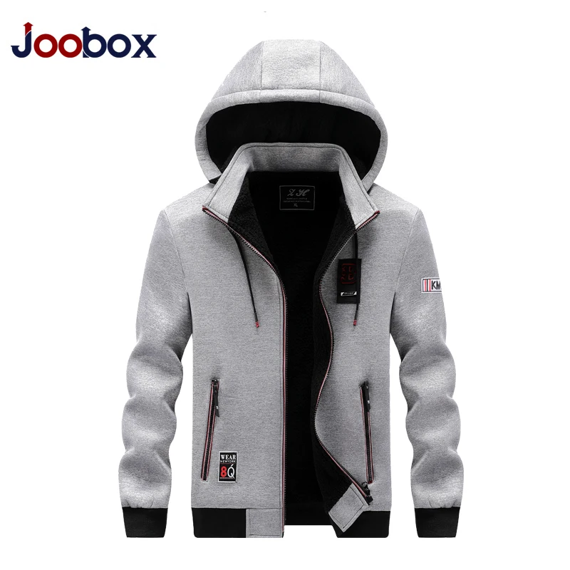 2020 Zipper Men Jackets Autumn Winter Casual Fleece Coats Bomber Jacket Scarf Collar Fashion Hooded Male Outwear Slim Fit Hoody