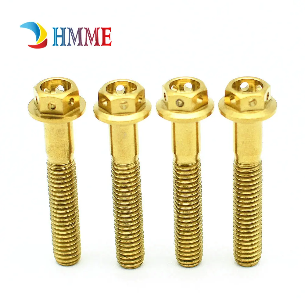 Ti Болт M8 x15-50mm DIY MTB Титан болты Ti Золото многоцветный полые Фланцевая головка наружный шестигранник Ti винты Ti Застежка