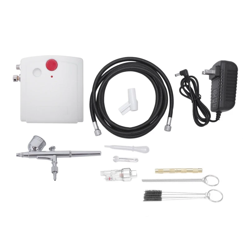 Американский штекер, Мини Аэрограф Двойного действия с компрессором, украшение торта, 100-250 В, набор для очистки аэрографа и мини-фильтр для очищения воздуха