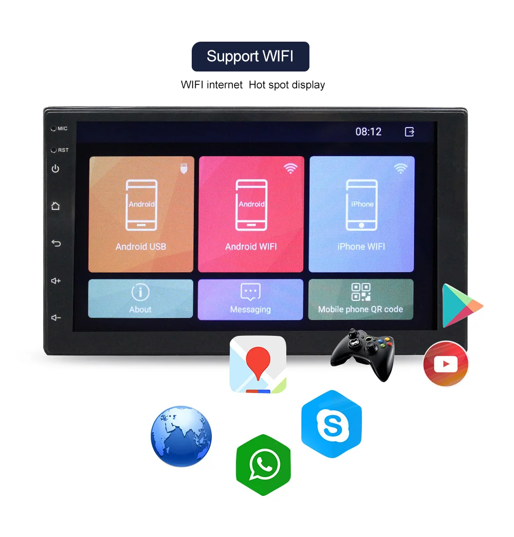 TOPSOURCE " автомобильный мультимедийный плеер Android gps навигация 2 DIN HD Авто радио WiFi USB FM 2 Din автомобильное аудио Радио Стерео Резервное копирование