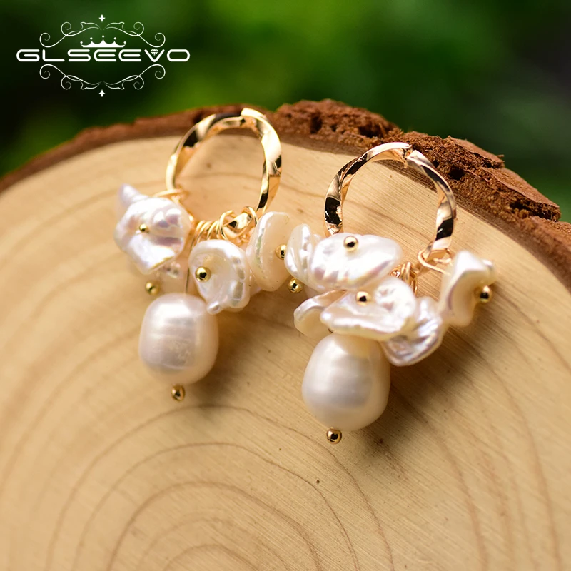 Женские серьги-подвески GLSEEVO оригинальные серьги из натуральной пресной воды с
