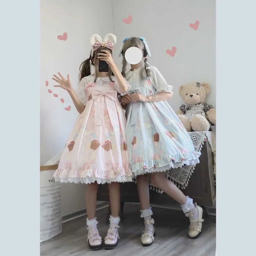 Lolita Dress Jsk Sling Dress Women Vintage Japanese Harajuku Kawaii Clothing