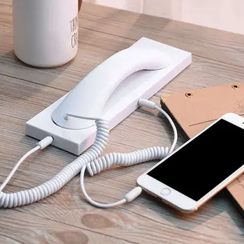 

Retro Phone Handset Headset 3.5MM PC Comtuper Microphone with Base for Cellphone