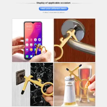 

Portable Press Elevator Tool No-Touch Door Opener No Touch Key Door Opener Key Chain Non-contact Door Handle Elevator Artifact