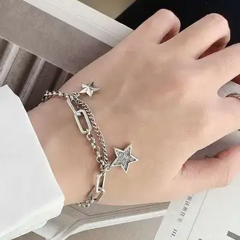 

Japanese Korean of INS Apathy Simple Cool Retro Star Five-pointed Star Tassels Chain Bracelets Women's Fashion