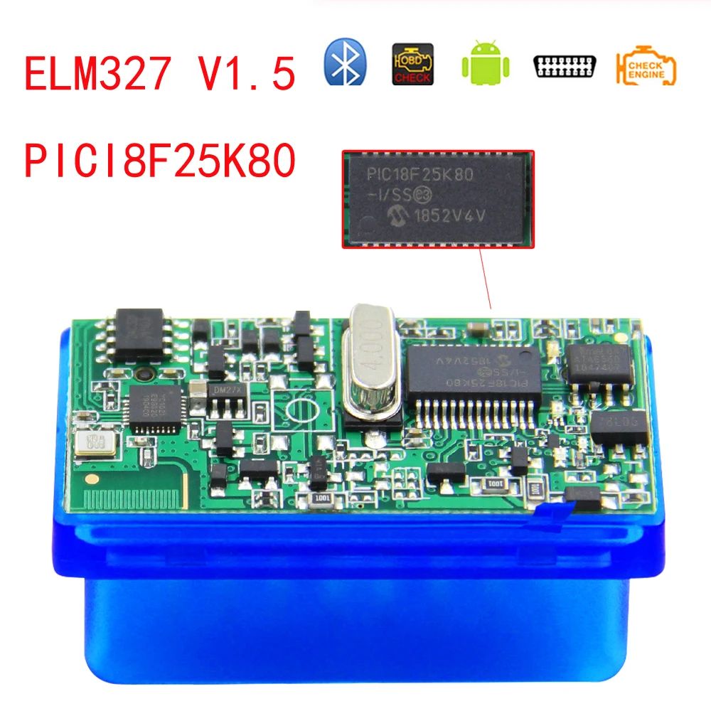 Автомобильный диагностический инструмент ELM327 Bluetooth V1.5 25K80 OBD2 ELM 327 2 0 для Android/Symbian