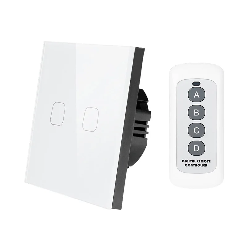 Esooli EU Standard 2 gang 1 way Light Touch Switch Waterproof Glass Panel Wall Sensor Remote controller | Обустройство дома