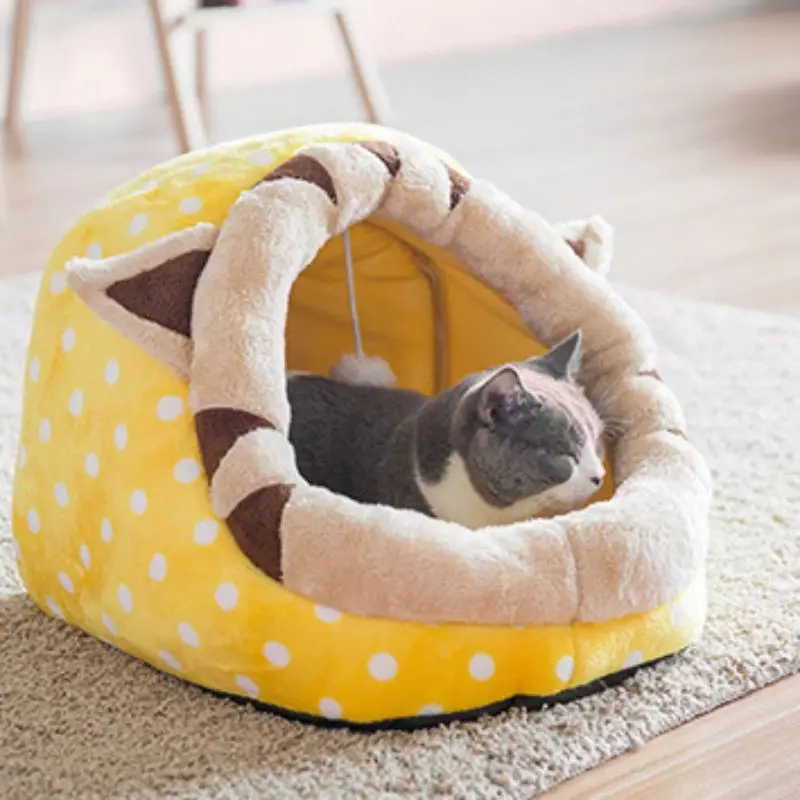 Pet Cartoon Cave Nest теплый дом для собак кошек со съемным моющимся спальным ковриком